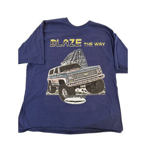 Blaze The Way Shirt Mens 2XL Blue Chevy K5 Blazer Off Road Truck Graphic Vintage